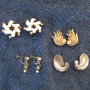 Earrings LOT Vintage Clip-Ons 4 pairs including Kramer NY